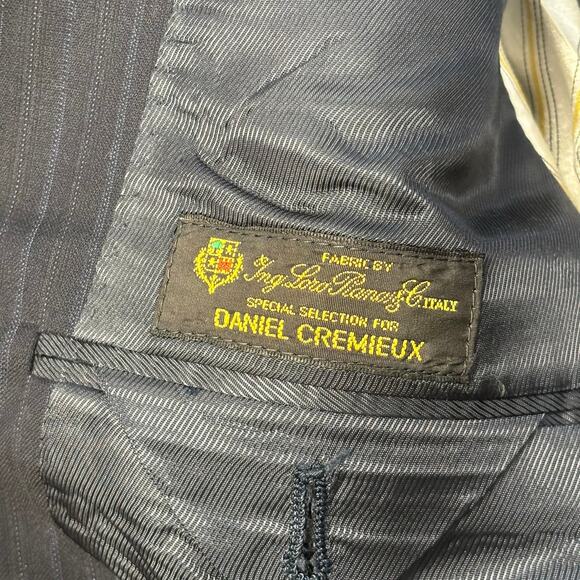 Daniel Cremieux Striped Blue Black Mens 42R Loro Piana Suit Sport Coat Blazer - Picture 9 of 13